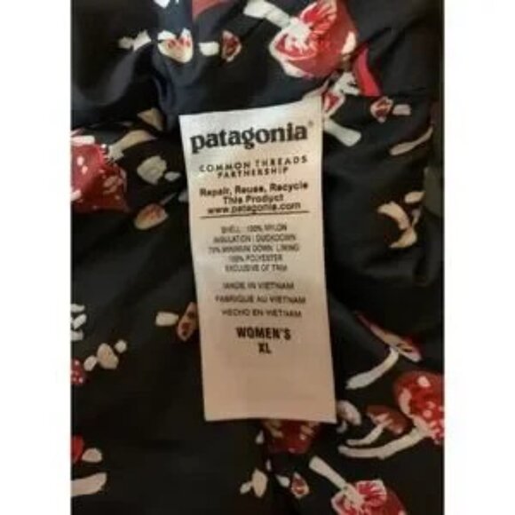 Patagonia Women's XL Extra Large Bivy Burgundy Gray Blue Down Winter Jacket Coat - Picture 13 of 14